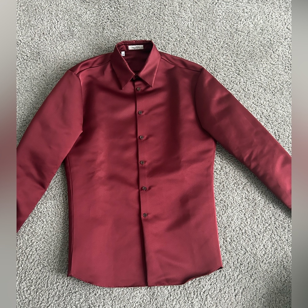Valentino Men's Burgundy Dress Shirt